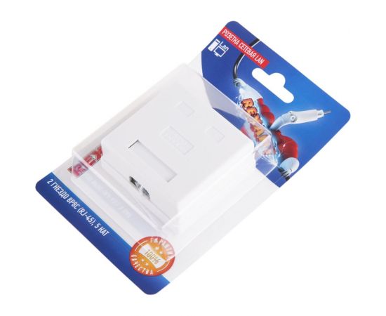 Сетевая розетка LAN REXANT на стену, 2 гнезда RJ-45 (8Р8С), 5e категории 06-0105-C – изображение 3