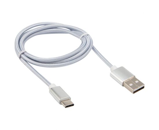 Кабель USB Type-C - USB REXANT 2,4A серебристая нейлоновая оплетка 1 м 18-1884 – изображение 3