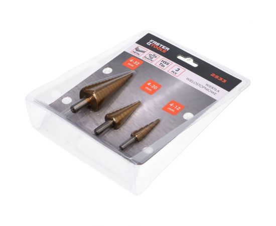 Сверла ступенчатые набор 3 шт FASTER TOOLS 2533 – изображение 3