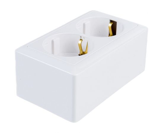 Двойная розетка Schneider Electric ХИТ, О/У, с заземлением, без шторок, белый RA16-238I-B – изображение 3