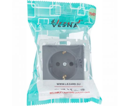 Розетка Lezard VESNA с защитой от детей, ПБТ, графит 742-3488-124B – изображение 4