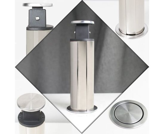 Встраиваемый выдвижной розеточный блок Inrior блок розеток на 2 EURO розетки и 2 USB-A+C, стальной, RUFH-01-90 – изображение 4