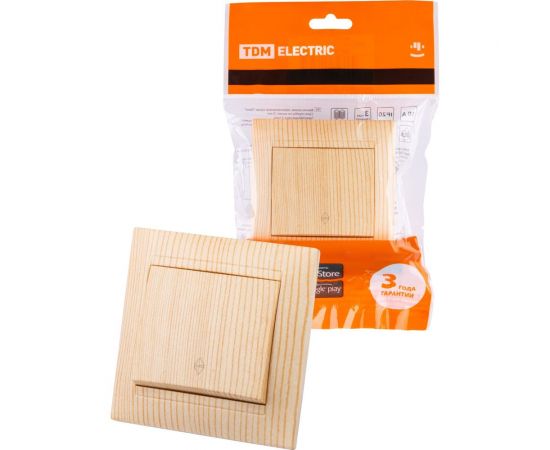 1-клавишный выключатель на 2 направления TDM 10А сосна Лама SQ1815-0306 – изображение 4