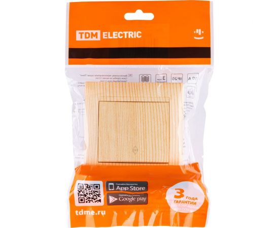 1-клавишный выключатель на 2 направления TDM 10А сосна Лама SQ1815-0306 – изображение 5