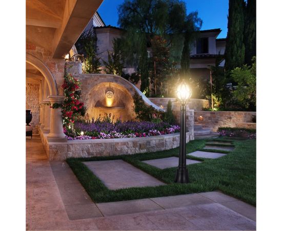 Садово-парковый светильник FERON PL3706 столб круглый 60W 230V E27, черное золото 11374 – изображение 8