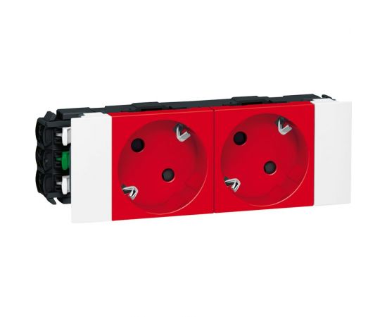 Механизм розетки Legrand 2-м СП Mosaic 4 модуля 2К+З для кабель-канала DLP с механической блокировкой красный Leg 077422 