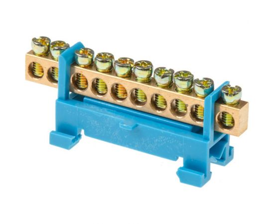 Шина N нулевая ЮПИТЕР с изолятором на DIN-рейку 6x9мм 10 групп малая стойка JP7208-02 