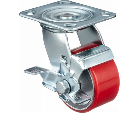 Колесо поворотное с тормозом (100 мм; игольчатый подшипник; грузоподъемность 200 кг; чугун; полиуретан) СТЕЛЛА-ТЕХНИК N29100CPUB1 