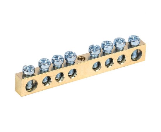 Шина PEN земля-ноль REXANT 6x9 мм 8/1 8 групп/крепеж по центру 11-2372 