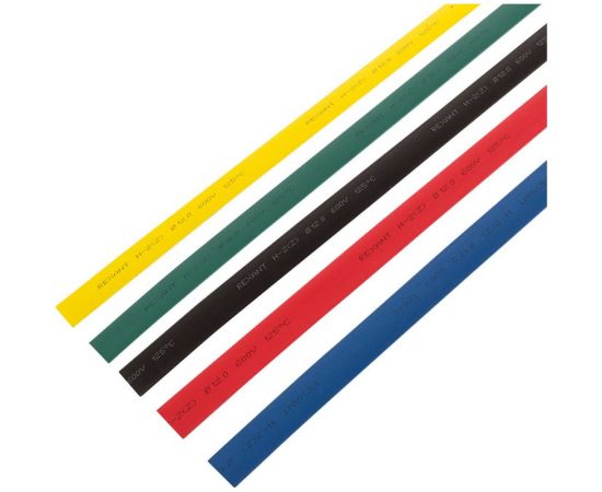Термоусаживаемые трубки REXANT 12,0/6,0 мм, набор пять цветов, упаковка 50 шт. по 1 м 29-0162 
