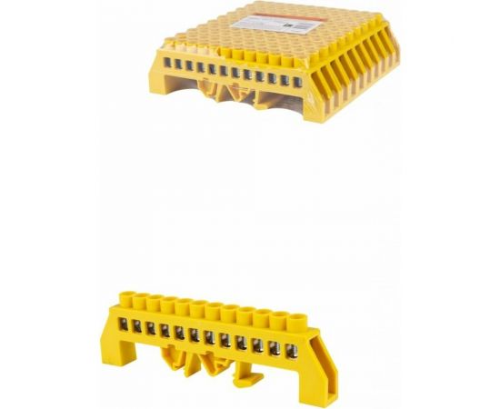 Шина PE земля TDM в желтом изоляторе на DIN-рейку 8x12мм 12 групп SQ0801-0217 
