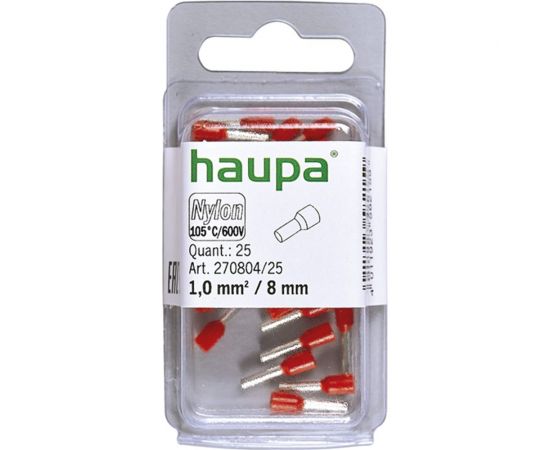 Конечная изолированная гильза HAUPA цвет красный 1/8 упаковка 25 шт. 270804/25 