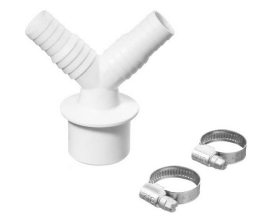 Набор переходник для подключения сливного шланга стиральной машины СУПРИМПЛАСТ D50V с червячным хомутом, 16x25 (2шт.) 4WG_50V_1625_2 