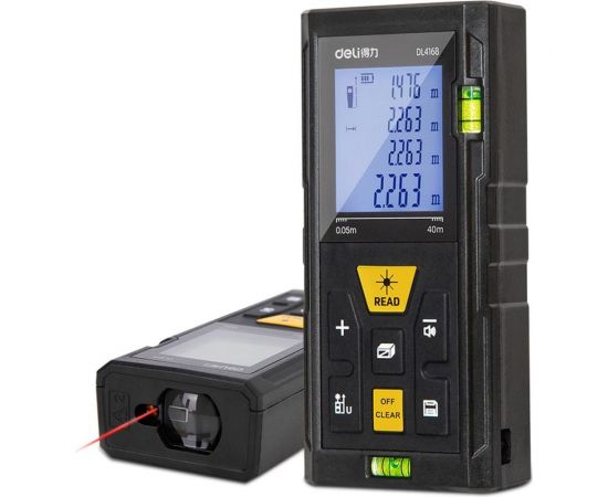 Лазерный дальномер DELI DL4168 0.05-40м, точность ± 3мм, дисплей 1.7 дюймов 102961 