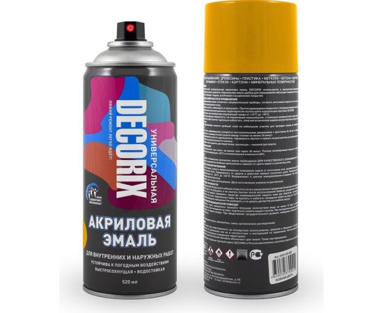 Аэрозольная акриловая эмаль Decorix (универсальная; темно-желтый; 520 мл) 0101-16 DX 