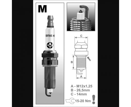 Свеча зажигания PLATIN BRISK 1851 MR15LP-1 MR15LP-1-A – изображение 2