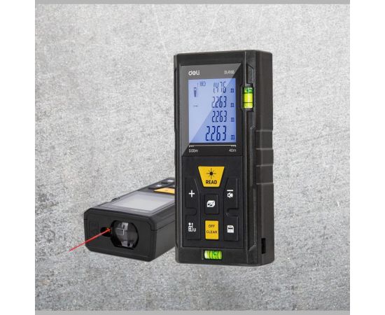 Лазерный дальномер DELI DL4168 0.05-40м, точность ± 3мм, дисплей 1.7 дюймов 102961 – изображение 2