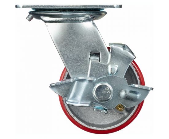 Колесо поворотное с тормозом (100 мм; игольчатый подшипник; грузоподъемность 200 кг; чугун; полиуретан) СТЕЛЛА-ТЕХНИК N29100CPUB1 – изображение 3