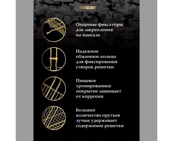 Универсальная решетка-гриль BOYSCOUT gold, 62(+5) х30х25х5.5 см 61901 – изображение 5