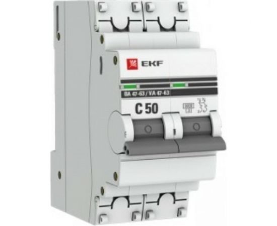 Автоматический выключатель EKF 2P 50А C 6кА ВА 47-63 PROxima SQ mcb4763-6-2-50C-pro 