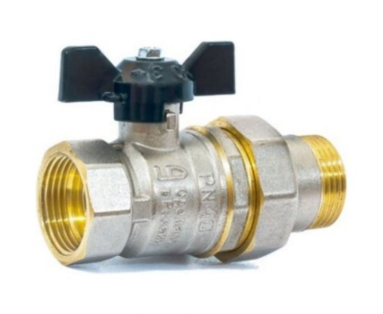 Шаровой кран LD Pride латунь никель Ду25 Ру40 ВР американка, полнопроходной 007-8019 