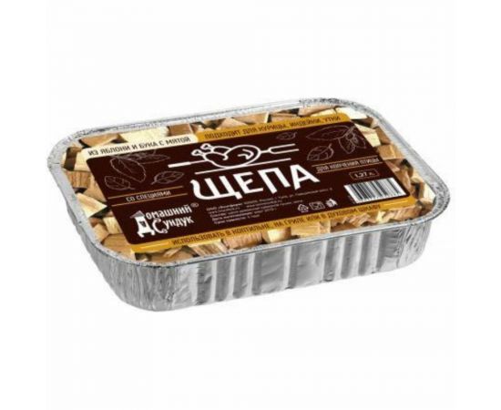 Щепа для копчения птицы Домашний Сундук со специями, в лотке, из яблони и бука с мятой, 1.27л, ДС-256 