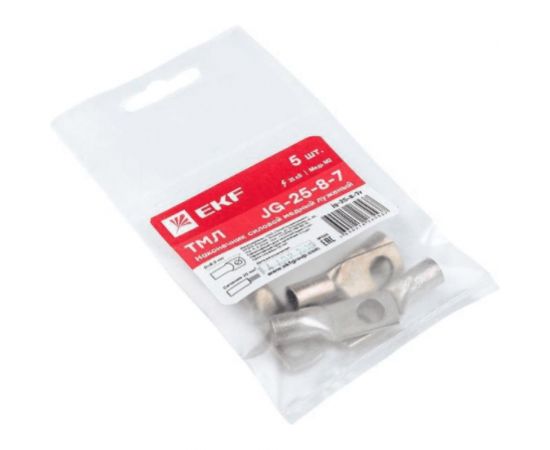 Силовой наконечник EKF PROxima JG-25-8-7, медный, луженый 5шт jg-25-8-7r 
