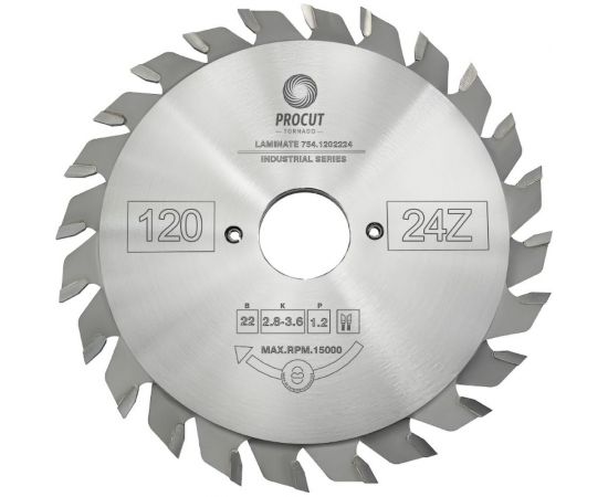 Диск подрезной составной (120x22x2.8/3.6/p=2.4 мм; 12+12) PROCUT 754.1202224 