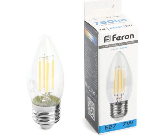 Светодиодная лампа FERON LB-66 Свеча E27 7W 6400K, 38272 