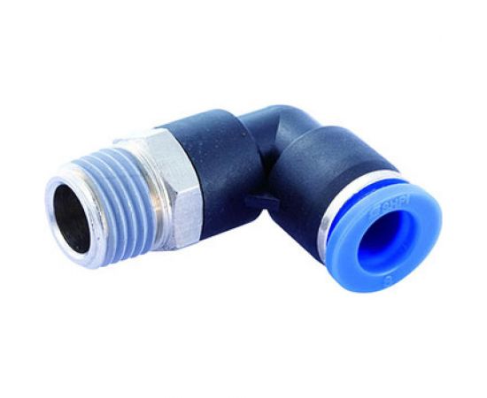 Фитинг цанговый угловой с наружной резьбой 1/8M для трубки диаметром 4 мм SHPI PL 04-R01 