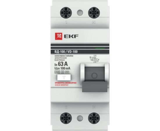 Селективное устройство защитного отключения EKF 2P 63А/100мА PROxima SQelcb-2-63-100S-em-pro – изображение 2