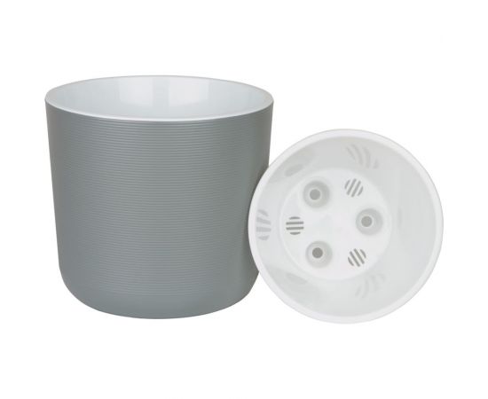 Пластиковый горшок с вкладкой liveingreen Лион серый муссон, диам. 19 см, высота 17.5 см, 4.2 л ЛИ19-70 – изображение 2