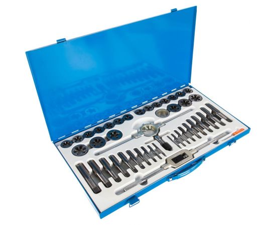 Набор плашек и метчиков из 45 предметов (М6-М24, металлический кейс) Техносталь t207045 – изображение 2