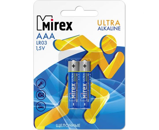 Батарея Mirex, щелочная LR03 / AAA 1,5V 2 шт ecopack 23702-LR03-E2 – изображение 2