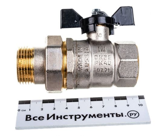 Шаровой кран LD Pride латунь никель Ду25 Ру40 ВР американка, полнопроходной 007-8019 – изображение 4