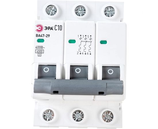 Автоматический выключатель ЭРА ВА47-29 3P 10А кривая C Б0031939 