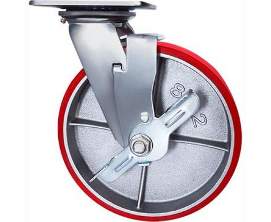 Колесо большегрузное полиуретановое поворотное с тормозом Longway SCPB80 