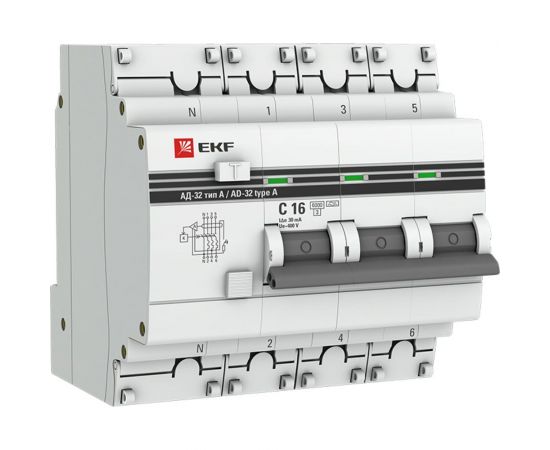 Дифференциальный автомат EKF PROxima АД-32 3P DA32-6-16-30-4P-a-pro 