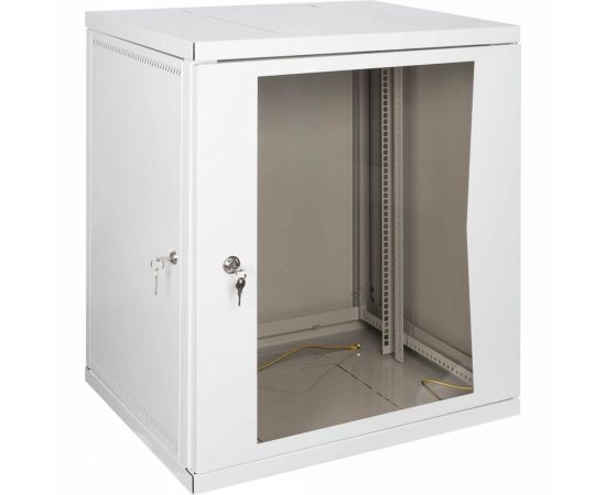 Настенный разборный шкаф КДДС 19"", 12U, стеклянная дверь, 600x600, серый УТ000003578 