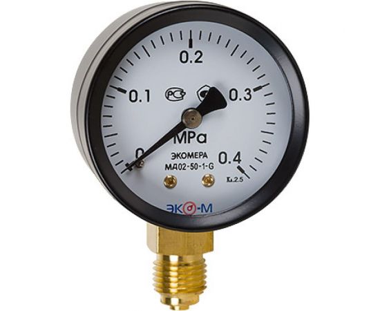 Манометр ЭКО-М Экомера МД02-50 мм 0..0,4МПа G1\4 МД02-50-G-0,4МПа-РИ 