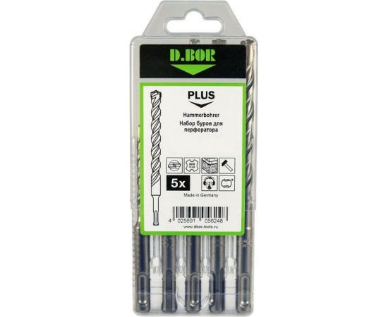 Набор буров SDS-plus V PLUS (6x110 мм; 6,8,10,12x160 мм, 5 шт.) D.BOR 242030 