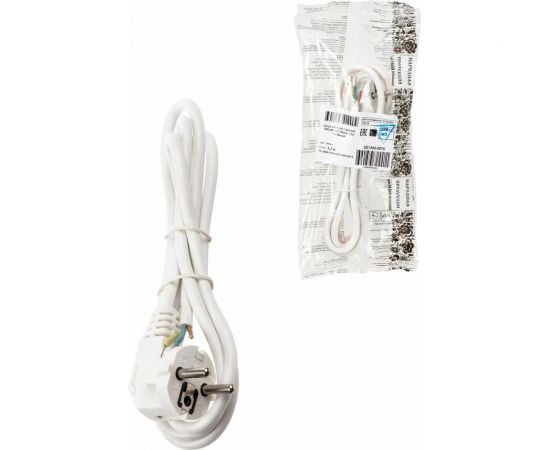 Шнур TDM сетевой с вилкой ПВСмб 3x0,75мм2 1,5м с/з белый Народный SQ1305-0575 