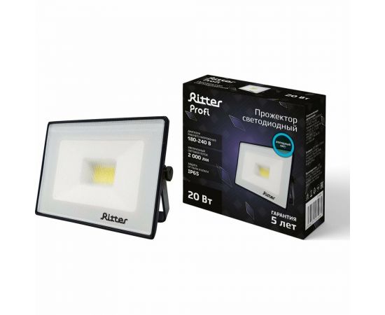 Светодиодный прожектор RITTER серия PROFI 230В 20 Вт 6500К 2000Лм IP65 черный 53406 2 