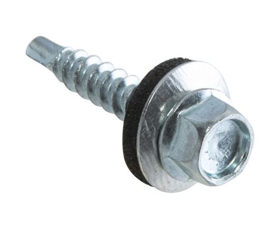 Кровельные саморезы с буром Стройбат 6,3x25 белый цинк 250 шт 304470 