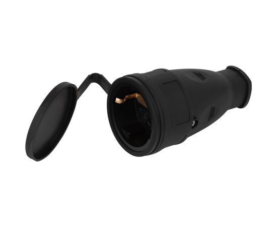 Розетка ЭРА RX10-B-IP44 каучуковая c заземлением 16А IP44 прямая черная Б0055418 