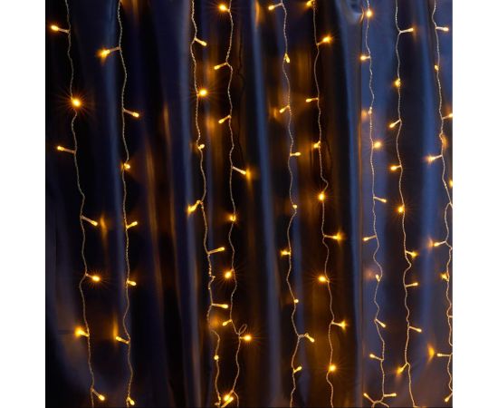 Гирлянда-дождь FERON CL24, 480LED, желтый, статичная, 3х3м+3м, IP20, от сети 230V, 41629 