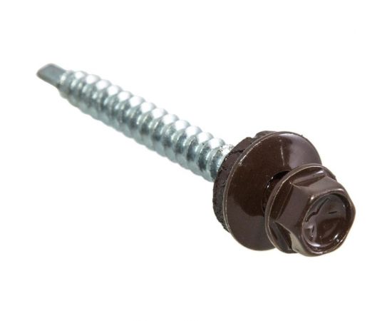 Кровельные саморезы с буром Стройбат 4,8x35 темно-коричневый 250 шт 115880 
