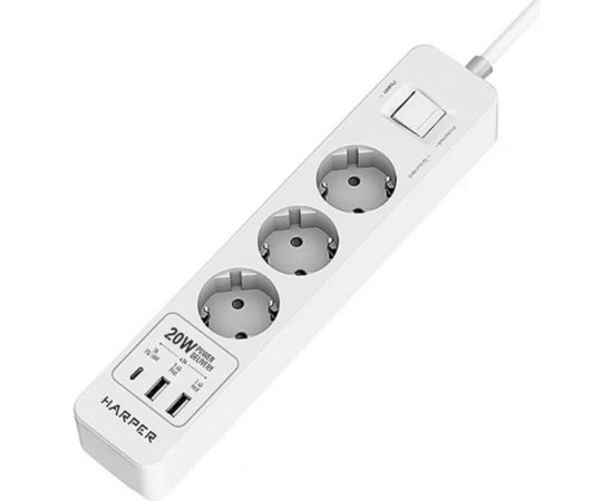 Сетевой фильтр Harper удлинитель UCH-430 White PD3.0 H00003201 