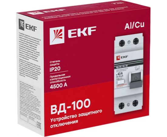 Устройство защитного отключения EKF УЗО ВД-100, 2P, 25А/10мА, PROxima SQelcb-2-25-10-em-pro – изображение 2