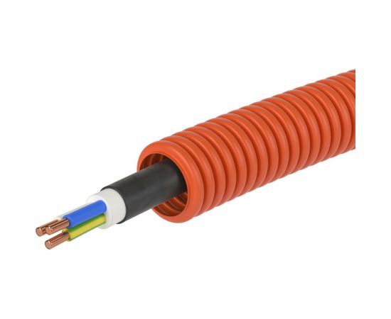Гибкая гофрированная труба с кабелем DKC ПНД, д16мм, цвет оранжевый, 3х2,5 50м 7S91650 – изображение 2